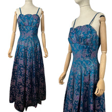 Load image into Gallery viewer, Stunning Original 1950's Sidney Smith Evening Dress in Blue, Pink and Green - Bust 36 *
