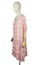 Load image into Gallery viewer, Original 1920's Volup Fine Cotton Lawn Two Tone Pink Floral Day Dress with Ruffles - Bust 46 *