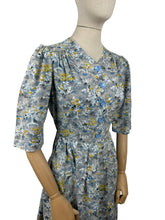 Load image into Gallery viewer, Original Late 1940's Early 1950's Grey, Blue, Mustard and White Cotton Day Dress - Bust 38 *