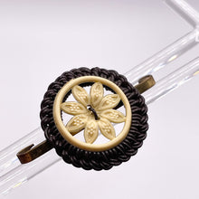 Load image into Gallery viewer, Original 1940's Black and White Wartime Make Do and Mend Wire Brooch with Flower Middle