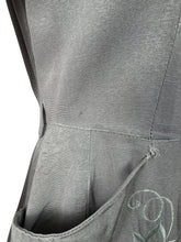 Load image into Gallery viewer, Original 1950's Dove Grey Grosgrain Wiggle Dress with Grape Vine Decoration in Silk and Trapunto Quilting - Bust 38 *