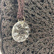 Load image into Gallery viewer, Original 1940's Dark Brown Circular Crochet Bag with Carved Lucite Detail