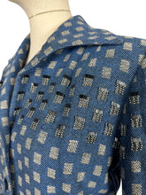 Load image into Gallery viewer, Original 1940's Grey, Black and Cobalt Blue Beaded Wool Jacket - Bust 38