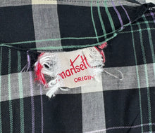 Load image into Gallery viewer, Original 1950's Black, Purple, White and Teal Plaid Cotton Belted Day Dress - Bust 32 34 *