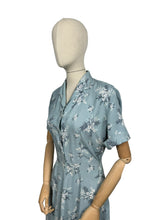 Load image into Gallery viewer, Original 1940's 1950's Floppy Cotton Day Dress in Grey Blue with Pretty Floral Print - As Is - Bust 38