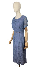 Load image into Gallery viewer, Original 1950's Lavender Blue Lace Dress, Bolero and Jacket Set by Mynette - Bust 38