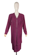 Load image into Gallery viewer, Original Late 1930's or Early 1940's Burgundy Crepe Long Sleeved Dress with Stud Detail - Bust 42