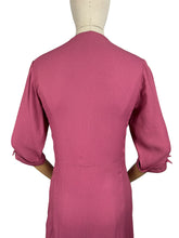 Load image into Gallery viewer, Original 1940's Dusky Pink Crepe Dress with Ruffles, Soutache and Beading - Bust 34 35 *