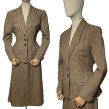 Load image into Gallery viewer, Original 1940’s American Made Lightwool Wool Check Suit in Dull Mustard and Brown - Bust 40 42
