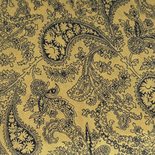 Load image into Gallery viewer, Original 1930's 1940's Yellow and Navy Blue Paisley Pure Silk Dressmaking Fabric - 35" x 100" *