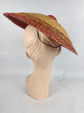 Load image into Gallery viewer, Original 1950s Tri Coloured Conical Straw Hat - Perfect Summer Hat