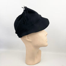 Load image into Gallery viewer, Charming Original 1940's Black Felt Hat with Neat Tassel Detail *