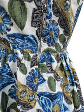 Load image into Gallery viewer, Original 1940's Sleeveless Cotton Sundress with Flower Pots and Flowers Print - bust 34 35