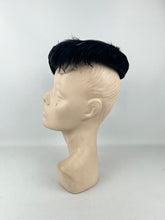 Load image into Gallery viewer, Original 1950's Inky Black Cocktail Hat in Velvet and Feather *