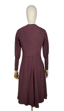 Load image into Gallery viewer, Wounded But Wearable Original 1930's Brown and Red Chevron Stripe Crepe Dress - Bust 34 36
