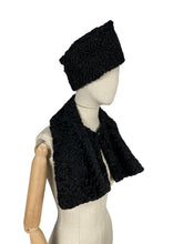 Load image into Gallery viewer, Original 1930's Black Astrakhan Hat and Scarf - Real Fur *