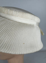Load image into Gallery viewer, Original 1950's White Pleated Summer hat by Jacoll with Bow Trim *