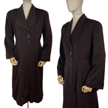 Load image into Gallery viewer, Original 1940's Dark Brown Lightweight Wool Coat with Patch Pockets and Three Button Closure