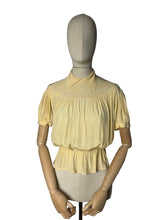 Load image into Gallery viewer, Original 1930's 1940’s Buttermilk Crepe Embroidered Button Back Blouse - As Is - Bust 34