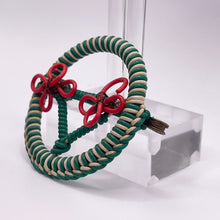 Load image into Gallery viewer, Original 1940's Green, White and Red Wartime Make Do and Mend Wire Brooch with Double Flower Middle *