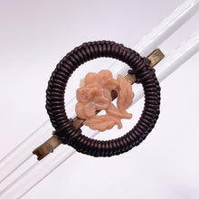 Load image into Gallery viewer, Original 1940's Brown and Peach Wartime Make Do and Mend Wire Brooch with Flower Button Middle *