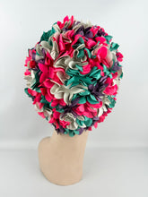 Load image into Gallery viewer, Original 1950's 1960's Kleinert Brand Bright Floral Swimming Cap in Blue, Purple, Pink and White