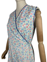 Load image into Gallery viewer, Original 1940's Floral Wraparound Apron in White, Red, Blue and Green - Pretty Pinny - Bust 32 34 36