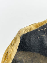 Load image into Gallery viewer, Original 1950's Padded Clam Shell Hat in Old Gold Velvet and with Sequin Trim *