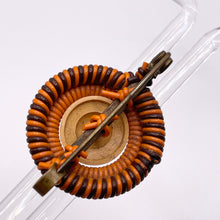 Load image into Gallery viewer, Original 1940's Brown and Orange Wartime Make Do and Mend Wirework Brooch with Pretty Button Middle *