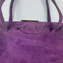 Load image into Gallery viewer, Original 1940's Purple Suede Handbag with Gold-tone Clasp *