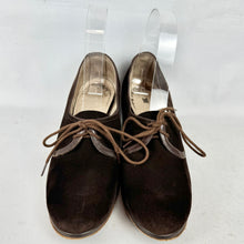 Load image into Gallery viewer, Original 1950's Brown Suede and Leather Lace Up Shoes with Low Heel - UK 4