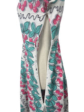 Load image into Gallery viewer, Original 1950's Vibrant Cotton Dress in White, Blue, Black and Pink Cherry Print - Bust 34 35 *