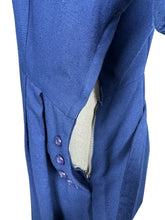 Load image into Gallery viewer, Original 1950's Dark Blue Moygashel Linen Classic Belted Day Dress by Rembrandt - Great Button Detail - Bust 38 *