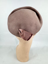Load image into Gallery viewer, Original 1950's Brown Felt Hat with Pink and Green Feather Trim