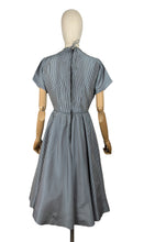 Load image into Gallery viewer, Original 1950's Black, Blue and White Taffeta Dress in Fine Check with Red Petticoat - Bust 36 37 *