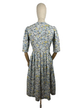 Load image into Gallery viewer, Original Late 1940's Early 1950's Grey, Blue, Mustard and White Cotton Day Dress - Bust 38 *