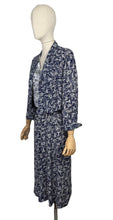 Load image into Gallery viewer, Original 1940's Volup Dress and Jacket Set in White and Navy Blue with Original Belt - Bust 44 46
