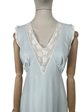 Load image into Gallery viewer, Original 1940's Ice Blue Rayon Nightdress with Lace Detail - Bust 34 36 *