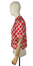 Load image into Gallery viewer, 1940's Reproduction Christmas Blouse In Red, Mint Green, White and Pink Vintage Check in Moda Cotton 'Deer Christmas' - Bust 34" 36"