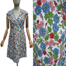 Load image into Gallery viewer, Original 1940's Hawkins of Preston Apron - Blue, Red, Green and Pink Floral - Bust 34 36