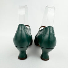Load image into Gallery viewer, Original 1930's Mary Jane Leather Shoes Overpainted with Green *