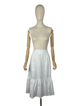 Load image into Gallery viewer, Antique Edwardian Short White Cotton Petticoat with Tie Waist and Lace Trim - Waist 27"