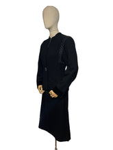 Load image into Gallery viewer, Original 1940's 'Created in Hollywood by Paramount' Black Wool Suit with Soutache Detail and Single Button Fastening - Bust 36 38 *