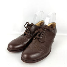 Load image into Gallery viewer, Original 1930's 1940's Warm Brown Leather Lace Up Shoes with Punch Detail - UK 6 or 6.5