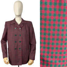 Load image into Gallery viewer, Original 1940's Red and Green Fine Check Double Breasted O'Rossen of California Wool Jacket - Bust 38 40