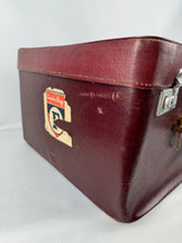 Load image into Gallery viewer, Original 1940's 1950's Burgundy Leather Travel Suitcase by Dinkie Luggage *