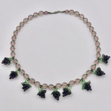 Load image into Gallery viewer, Gorgeous Original 1940's Purple and Green Glass Necklace with Grape Droplets