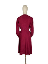 Load image into Gallery viewer, Original 1940's CC41 Burgundy Textured Crepe Belted Day Dress with Long Sleeves - Bust 38 40 *
