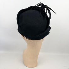 Load image into Gallery viewer, Charming Original 1940's Black Felt Hat with Neat Tassel Detail *