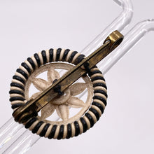 Load image into Gallery viewer, Original 1940's Black and White Wartime Make Do and Mend Wirework Brooch with Flower Button Middle *